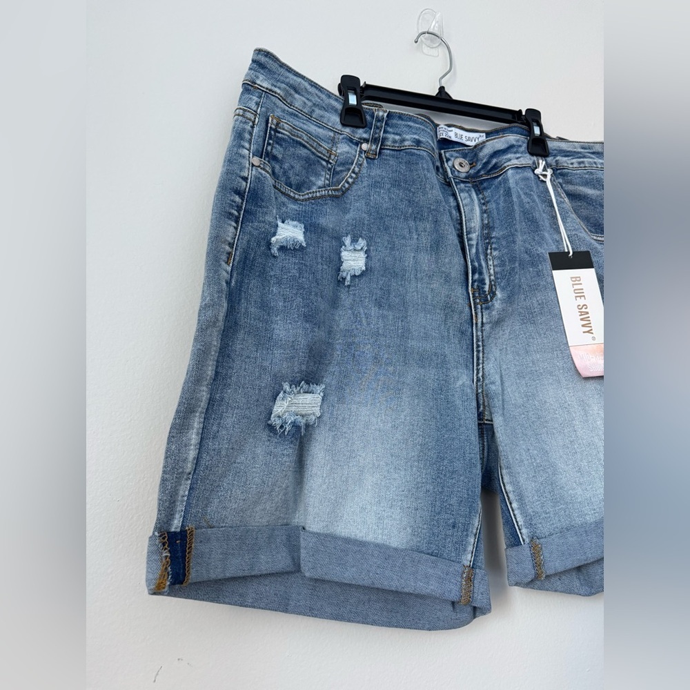 Blue Savy Denim Shorts Jeans Cotton Summer Size 22W NWT - Picture 3 of 6